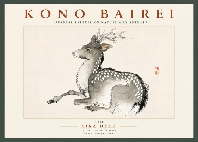 Kōno Bairei Sika Deer No2 - Poszter
