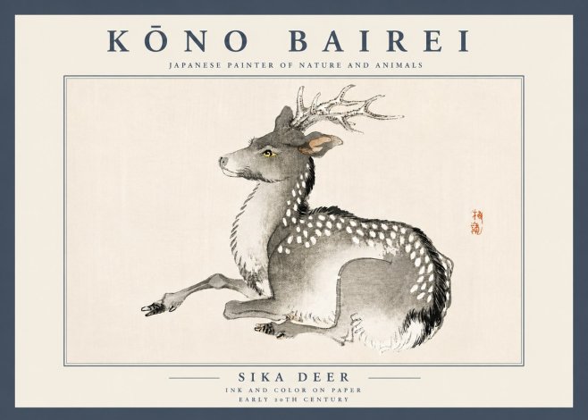 Kōno Bairei Sika Deer No4 - Poszter