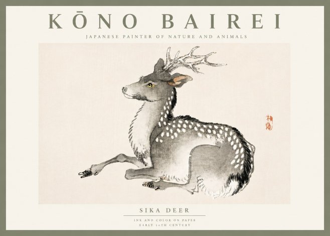 Kōno Bairei Sika Deer No5 - Poszter