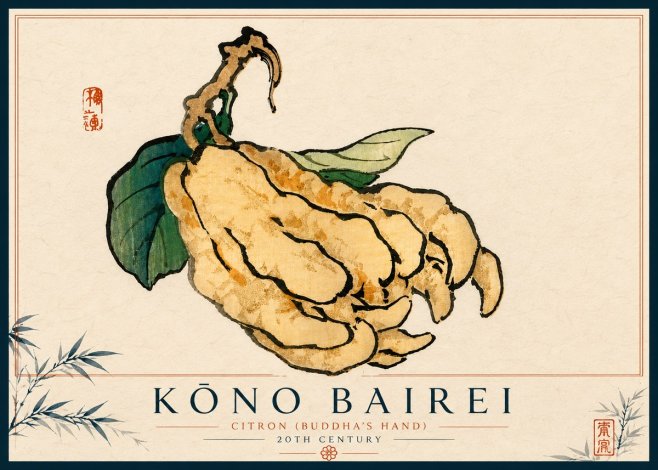 Kōno Bairei Citron (Buddha's Hand) No4 - Poszter