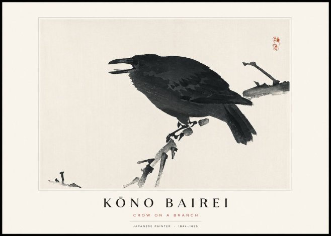 Kōno Bairei Crow on a Branch No1 - Poszter