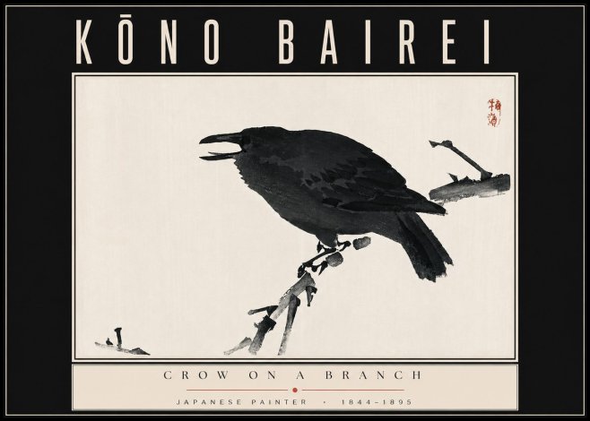 Kōno Bairei Crow on a Branch No4 - Poszter