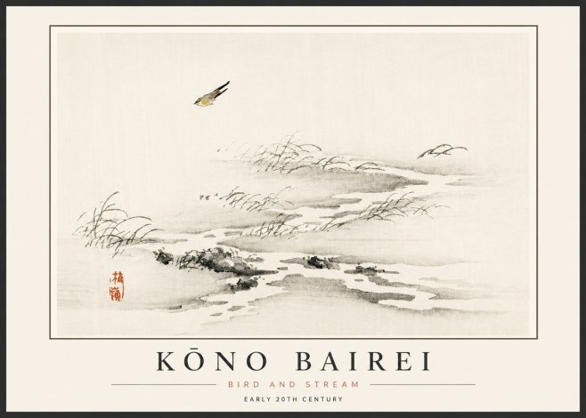 Kōno Bairei Bird and Stream No5 - Poszter