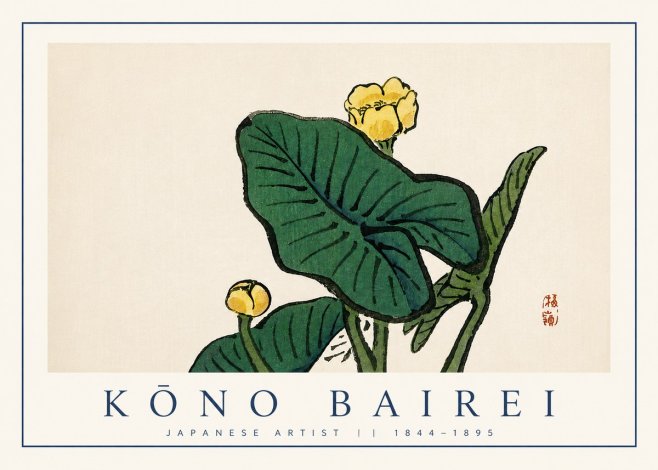 Kōno Bairei Yellow Pond Lilies No3 - Poszter