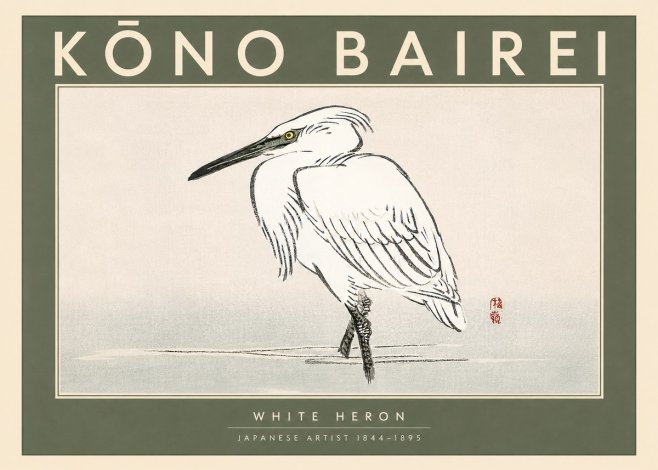 Kōno Bairei White Heron No3 - Poszter