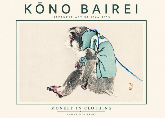 Kōno Bairei Monkey in Clothing No5 - Poszter