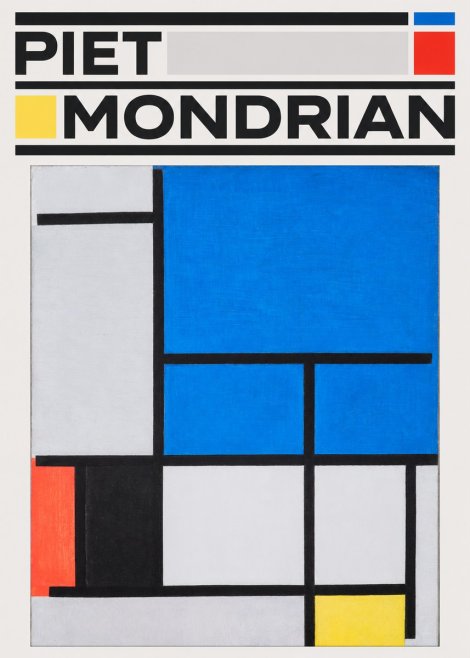Piet Mondrian Composition with Red, Black, Blue, and Yellow No3 - Poszter