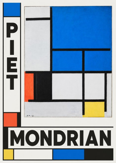 Piet Mondrian Composition with Red, Black, Blue, and Yellow No6 - Poszter