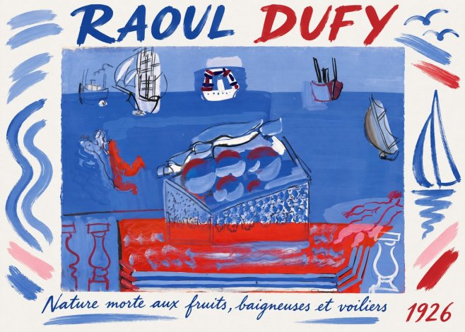 Raoul Dufy Nature Morte Aux Fruits, Baigneuses Et Voiliers No1 - Poszter