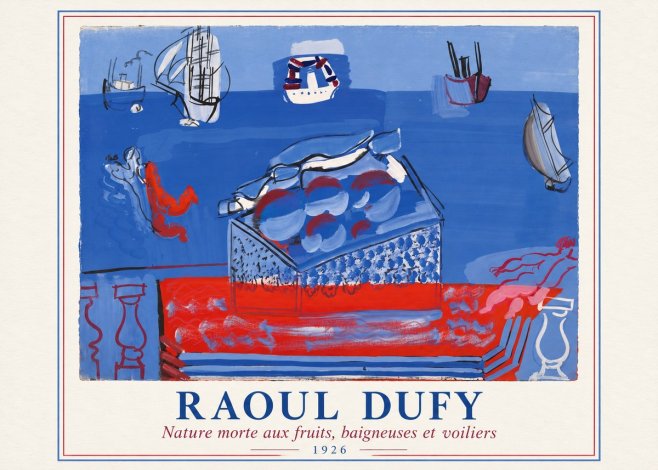 Raoul Dufy Nature Morte Aux Fruits, Baigneuses Et Voiliers No2 - Poszter
