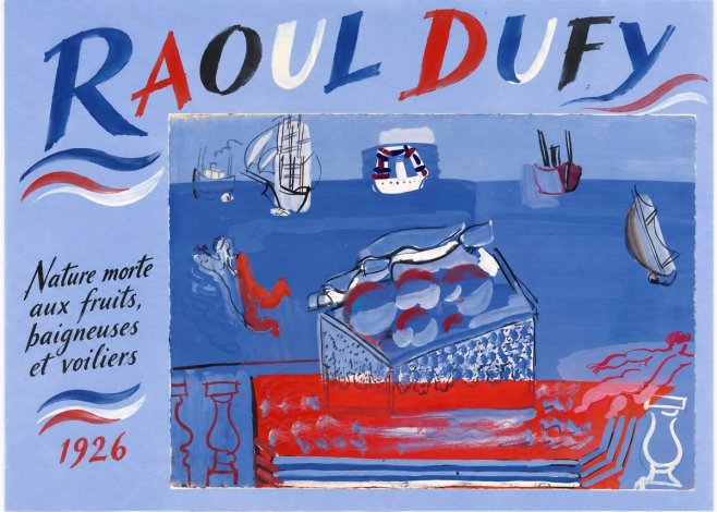Raoul Dufy Nature Morte Aux Fruits, Baigneuses Et Voiliers No5 - Poszter
