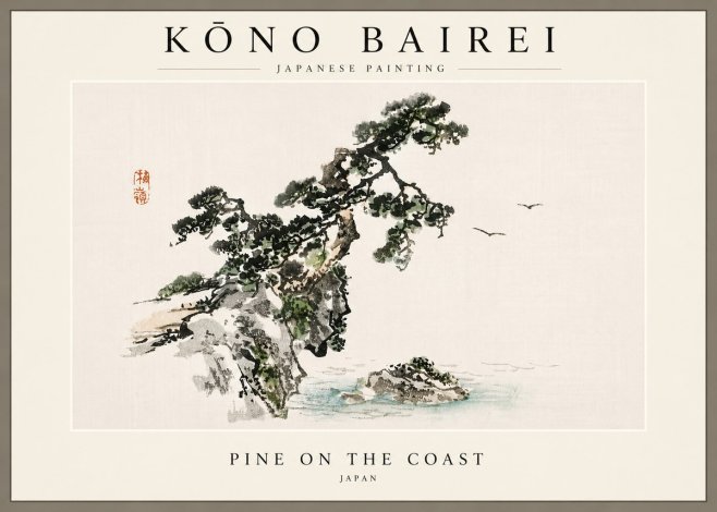 Kōno Bairei Pine on the Coast No6 - Poszter