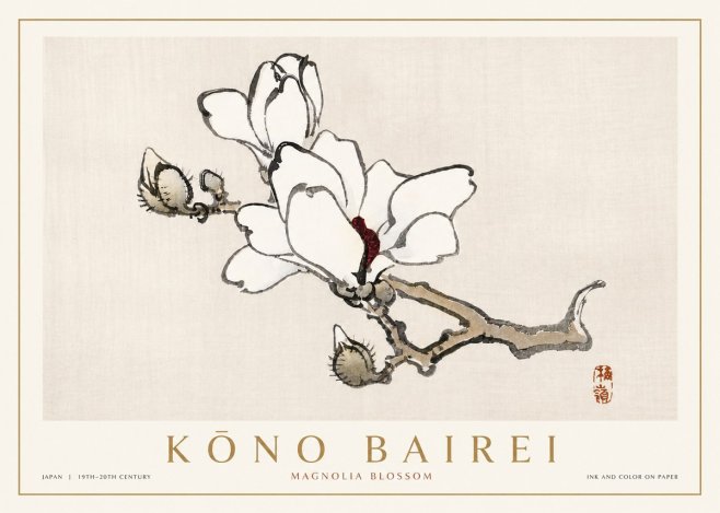 Kōno Bairei Magnolia Blossom No4 - Poszter
