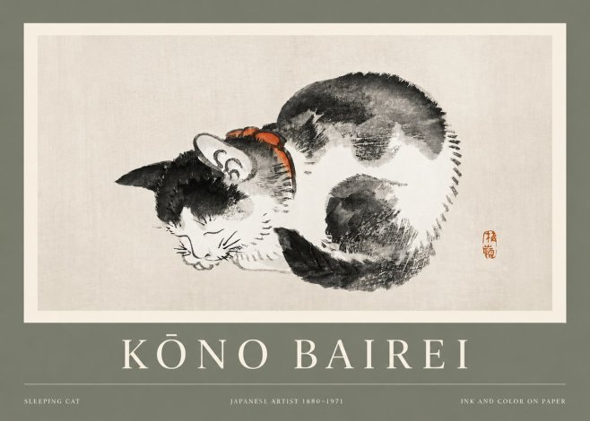 Kōno Bairei Sleeping Cat No2 - Poszter