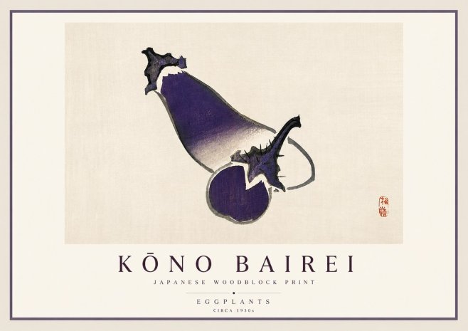 Kōno Bairei Eggplants No3 - Poszter