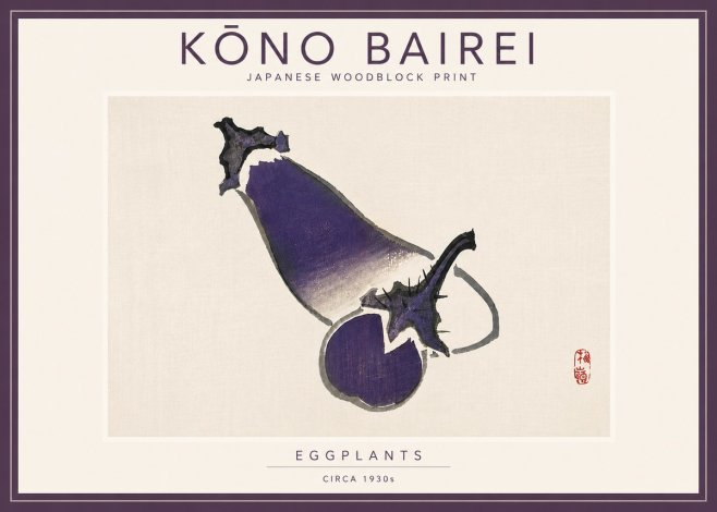 Kōno Bairei Eggplants No5 - Poszter