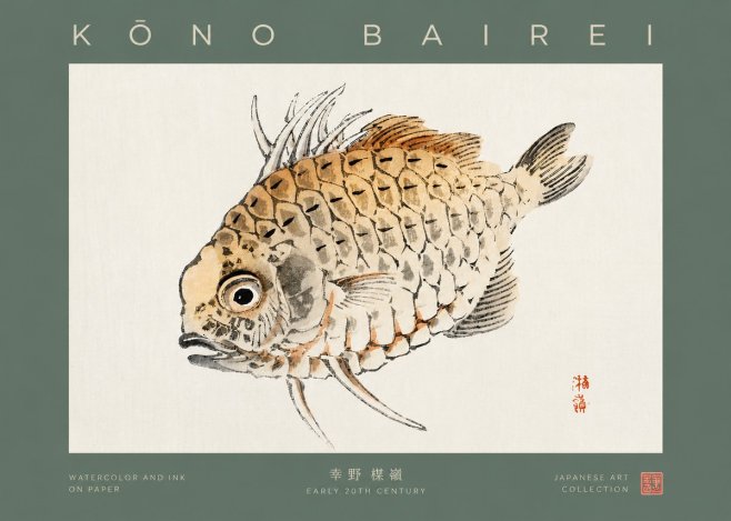 Kōno Bairei Fish III No2 - Poszter