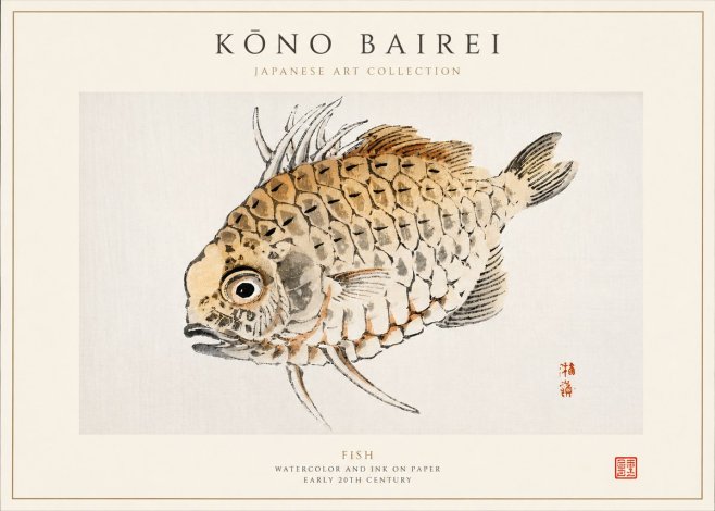 Kōno Bairei Fish III No3 - Poszter