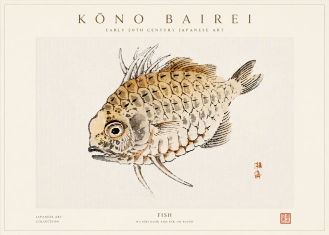 Kōno Bairei Fish III No5 - Poszter
