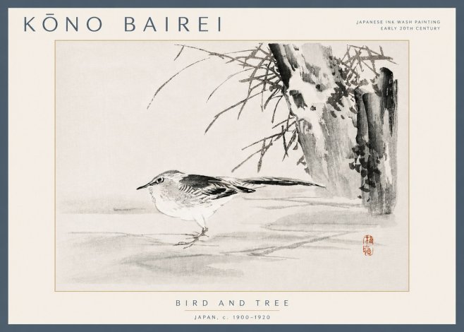 Kōno Bairei Bird and Tree No3 - Poszter