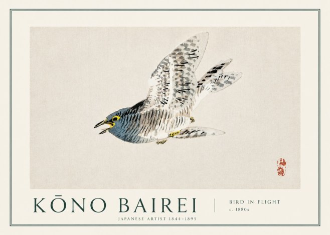 Kōno Bairei Bird in Flight No3 - Poszter