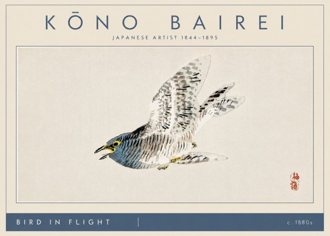 Kōno Bairei Bird in Flight No4 - Poszter