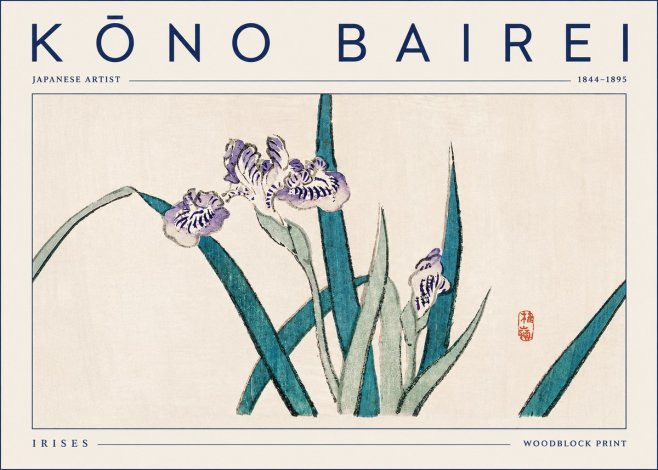 Kōno Bairei Irises No5 - Poszter