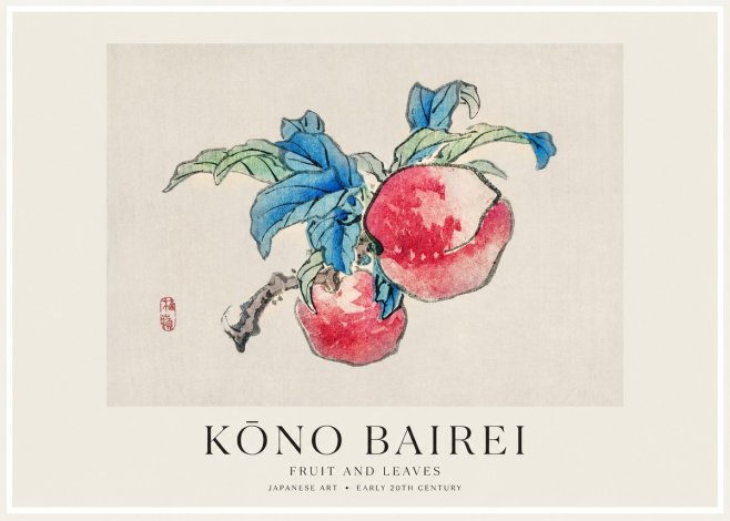 Kōno Bairei Fruit and Leaves No1 - Poszter