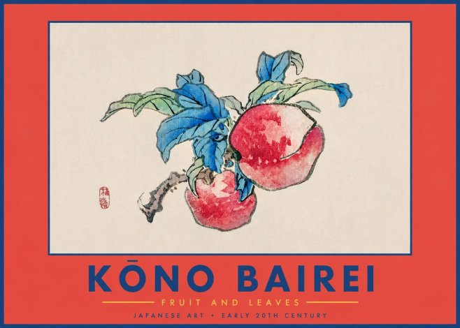 Kōno Bairei Fruit and Leaves No5 - Poszter