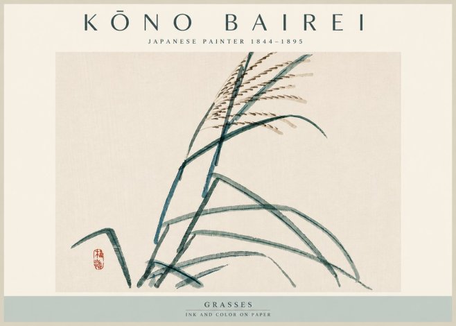 Kōno Bairei Grasses No4 - Poszter