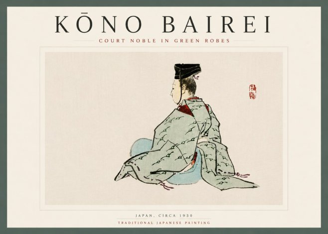 Kōno Bairei Court Noble in Green Robes No5 - Poszter