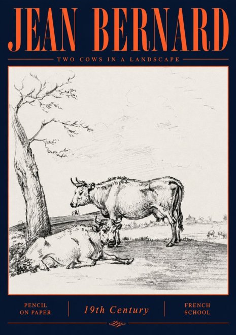 Jean Bernard Two Cows in a Landscape No6 - Poszter