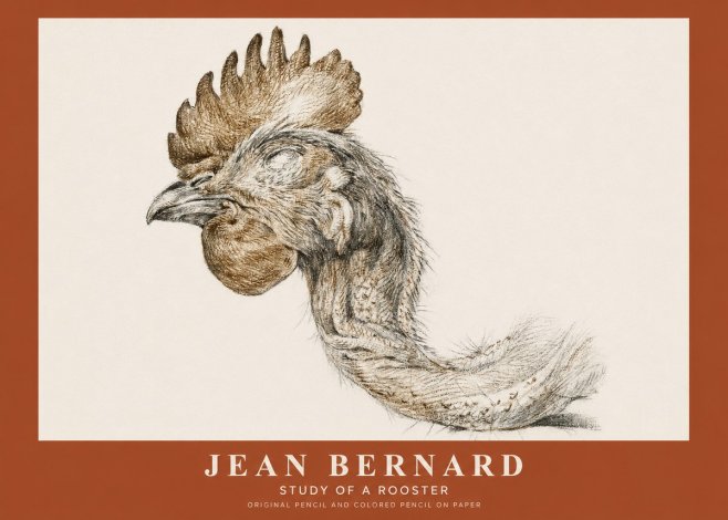 Jean Bernard Study of a Rooster Head No2 - Poszter