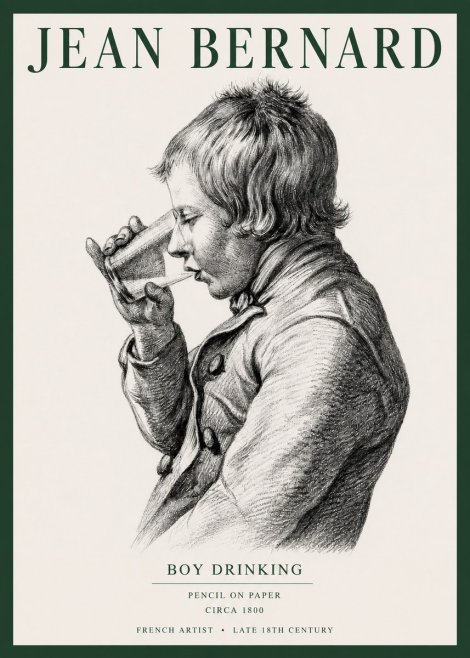 Jean Bernard Young Boy Drinking No5 - Poszter