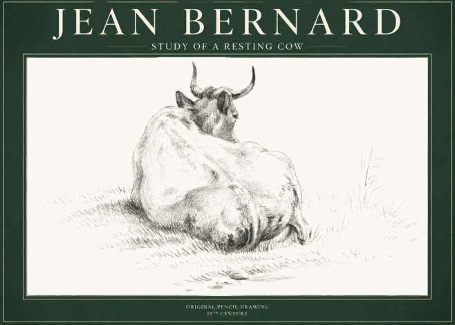 Jean Bernard Study of a Resting Cow I No1 - Poszter