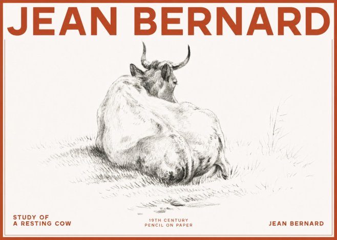 Jean Bernard Study of a Resting Cow I No2 - Poszter