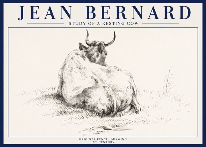 Jean Bernard Study of a Resting Cow I No3 - Poszter