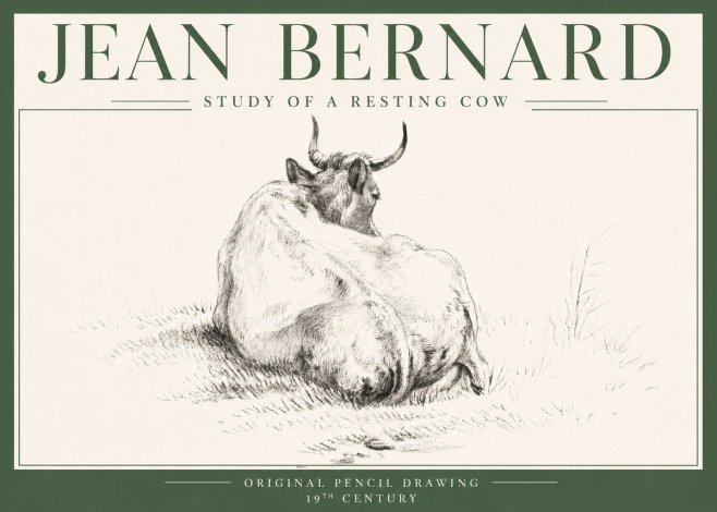 Jean Bernard Study of a Resting Cow I No4 - Poszter