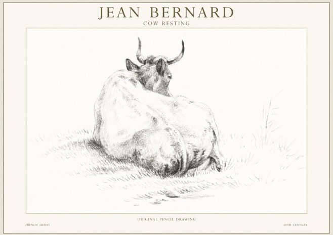 Jean Bernard Study of a Resting Cow I No5 - Poszter