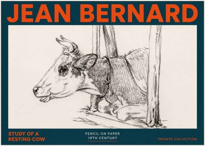 Jean Bernard Study of a Resting Cow II No5 - Poszter