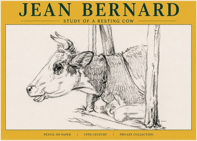 Jean Bernard Study of a Resting Cow II No6 - Poszter
