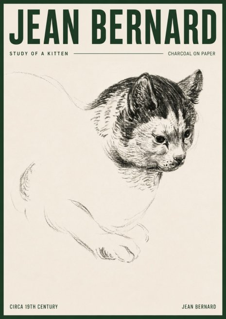 Jean Bernard Study of a Kitten I No3 - Poszter