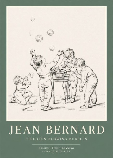 Jean Bernard Children Blowing Bubbles No1 - Poszter