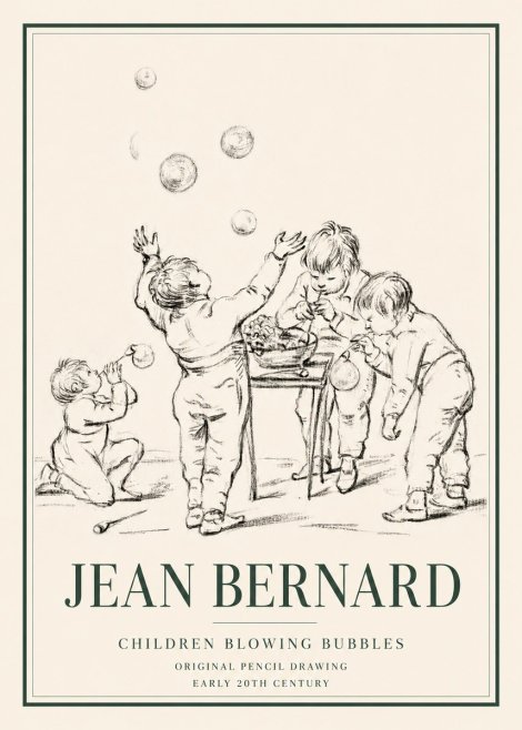 Jean Bernard Children Blowing Bubbles No3 - Poszter