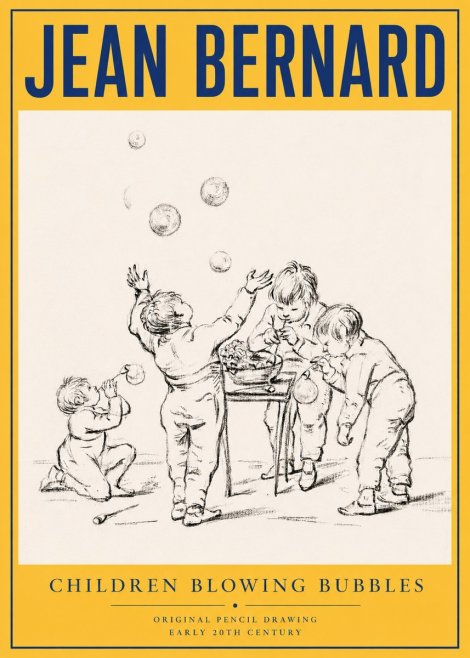 Jean Bernard Children Blowing Bubbles No4 - Poszter