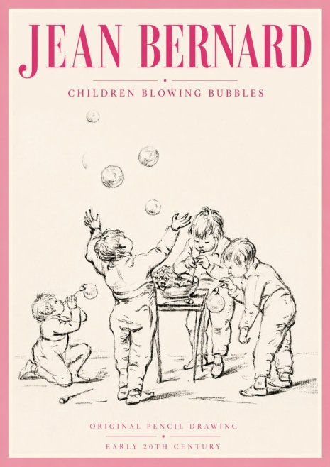 Jean Bernard Children Blowing Bubbles No5 - Poszter