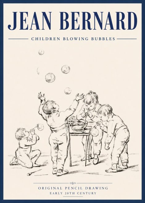 Jean Bernard Children Blowing Bubbles No6 - Poszter