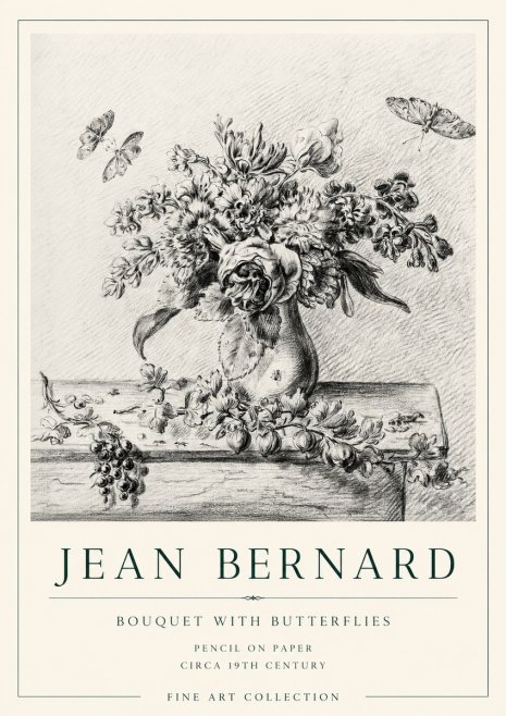 Jean Bernard Floral Still Life with Insects No2 - Poszter