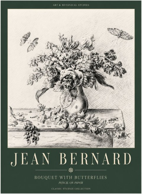Jean Bernard Floral Still Life with Insects No3 - Poszter