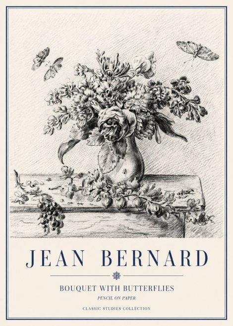 Jean Bernard Floral Still Life with Insects No5 - Poszter
